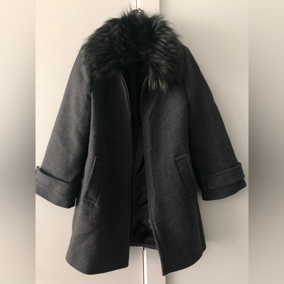 Zara bell sleeve wool coat with faux fur collar - Picture 2 of 6